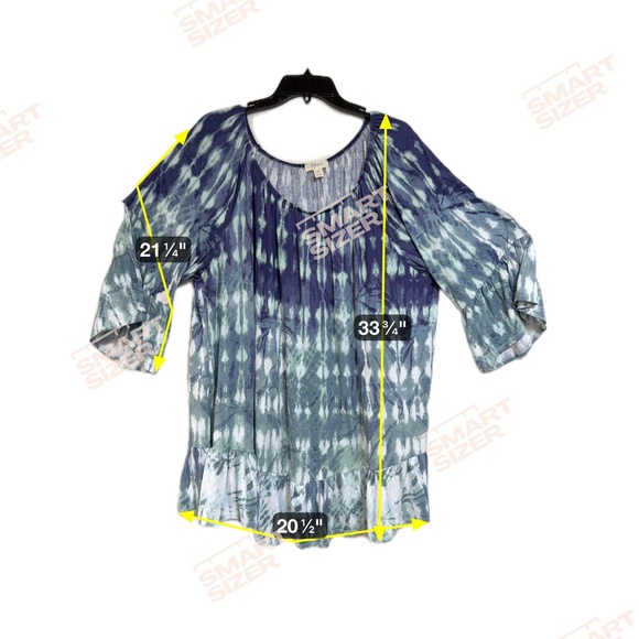 Style & Co Women's 4X Blouse Top Lantern Sleeves Peplum Tie Dye Flared- Plaid - Picture 7 of 12